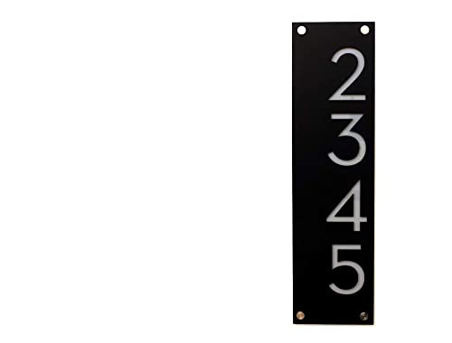 Modern House Numbers - Black Acrylic with Grey Acrylic - Vertical 3 - Contemporary Home Address -Sign Plaque - Door Number - Hotel Room