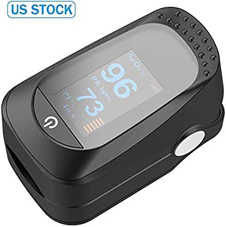 Fingertip Pulse Oximeter, Blood Oxygen Saturation Monitor for Pulse Rate with Lanyard OLED Display (Black)