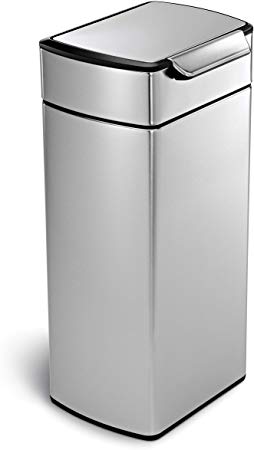 simplehuman Rectangular Touch-Bar Trash Can, Stainless Steel, 30 Liters /8 Gallons