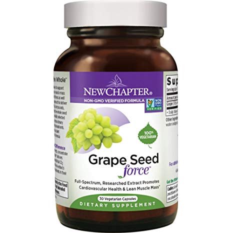 New Chapter Grape Seed Force with Grape Seed Extract For Cardio Support   Non-GMO Ingredients   30 ct Vegetarian Capsules