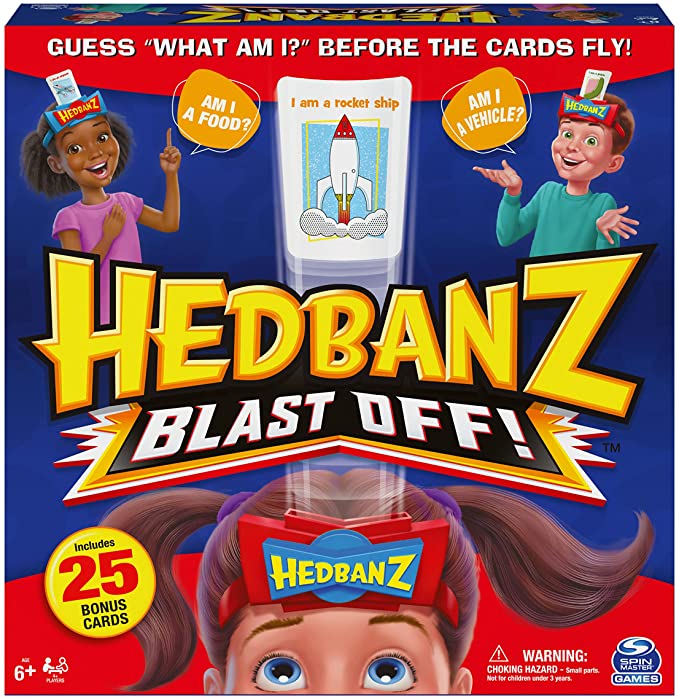 Hedbanz Blast Off! Guessing Game with 25 Bonus Cards, for Kids and Families Ages 6 and up, Holiday Toy List 2021 (Amazon Exclusive)