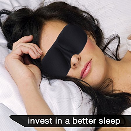 Eye Mask/Sleep Mask-UNISEX Travel Masks, Inspire Sleeping Mask Incredibly Lightweight Ultra-Soft Padding , Patented contoured Design & 3D cut for maximum comfort & free eye movement,complete BlackOut,100% SATISFACTION & FREE EXTRAS (Black)