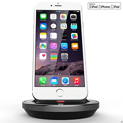 iPhone Lightning Dock, Sunnystore [Apple MFi Certified] [Case Compatible] Desktop Charger Cradle, Charging & Data Sync Stand Charge Holder for iPhone SE/5S/5C/5/6/6S/7/Plus, iPad & more