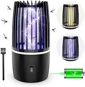 Electric Fly Catcher, Portable Bug Zapper, 4000mAh Rechargeable Mosquito Killer, 2 in 1 Killer with UV Lamp and Lighting Lamp,360° Attract Zap Flying Insect for Indoor Outdoor, Backyard Camping