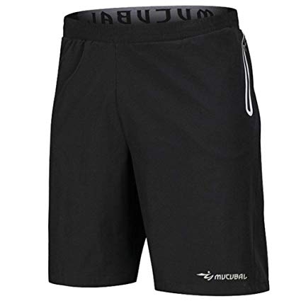 MUCUBAL Athletic Shorts Men Quick Dry Lightweight Running Sport Shorts with Reflective Zip Pockets