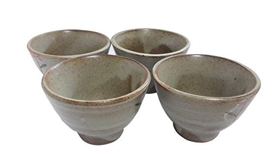 4 Pieces Antique Korean Pottery Ceramic Rice Wine Cups Bowls Sake
