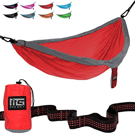 Insane Deal! Best Camping Double Hammock Includes: 2 9ft. Tree Straps and Carabiners - Ultralight Portable Compact Parachute Nylon Perfect for Outdoor Backpacking, Beach, Backyard, Camping.