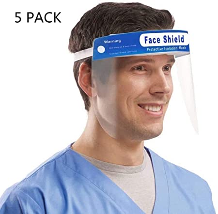 Safety Face Shield, 5 Pcs Reusable Adjustable Transparent Full Face Anti-spitting Protective Mask Hat Protect Eyes and Face Anti Drool Splash-Proof Facial Cover Men Women
