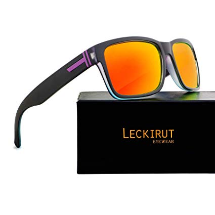 Leckirut Dazzle Color Unisex Polarized Sunglasses Retro Designer Mirror Sun Glasses for Party Travelling Outdoor