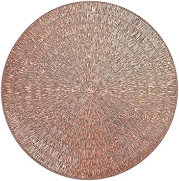 " OCCASIONS" 10 Pieces Pack/Centerpiece Placemats Washable Easy to Clean PVC Heat-resistand Woven Vinyl Table Mats (Splendor Matt Rose Gold)