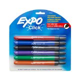 Expo Click Retractable Low-Odor Dry Erase Markers Fine Point 6-Pack Assorted Colors