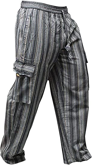 SHOPOHOLIC FASHION Unisex Multicolour Stripes Wideleg Sidepocket Hippy Trouser
