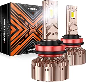 SEALIGHT 2024 Newest X6S H11/H9/H8 Bulbs 4500K Warm White, 800% Ultra-Bright H11/H9/H8 Light Bulbs with 25000 RPM Upgraded Cooling Fan, IP68 Plug and Play Fog Bulbs, Pack of 2