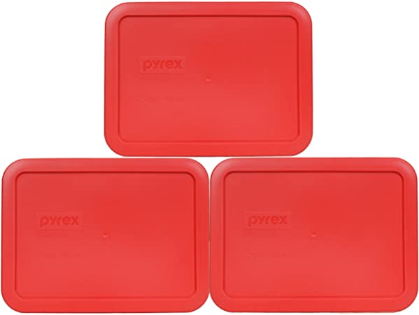 Pyrex 7210-PC 3 Cup Red Rectangle Food Storage Lid for Glass Dish (3, Red)