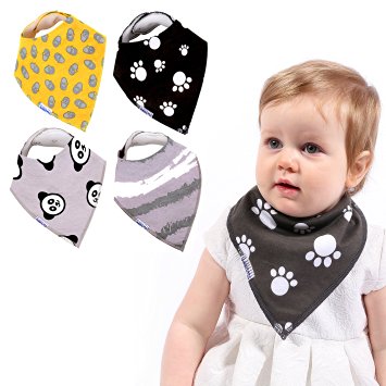 Bandana Bibs for Babies and Toddlers, Unique Infant Gift, Unisex, Extra Absorbent, Adjustable, By Ikkletots.