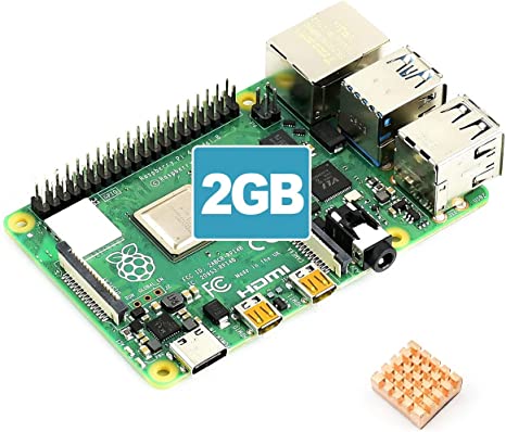 Waveshare Accessory Compatible with Raspberry Pi 4 Model B 2GB RAM with Powerful Processor Faster Networking Support Dual 4K Output and Different Choice of RAM Comes with a Copper Heat Sink