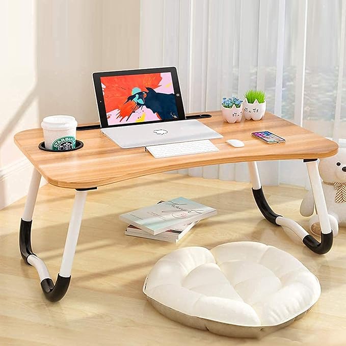 EACH Study Table/Bed Table/Foldable and Portable Wooden/Writing Desk for Office/Home/School (Wood)