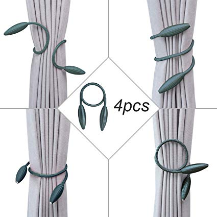 Uoobeetryy 4 Pack Creative Curtain Tiebacks Decorative Weave Rope Drapery Holdbacks Holder European Simple Type Window Drape Twist Tie Backs for Big, Wide or Thick Window Drapries (Lake Blue,B)
