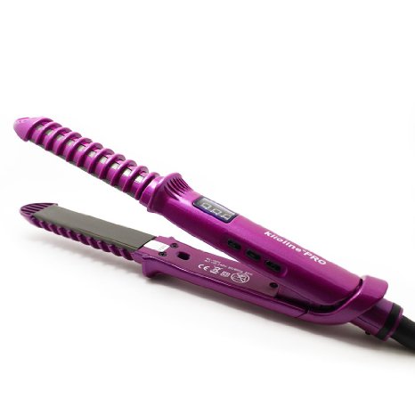 Kiloline 2-in-1 Professional Hair Straightener And Curler Fahrenheit Flat Iron Curling Iron Wand Titanium Plates From 250-450F With 360 Swivel Cord Dual Voltage 100-240V