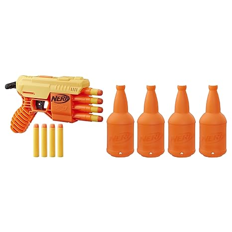 Nerf Fang QS-4 Targeting Set -- 13-Piece Alpha Strike Set Includes Toy Blaster, 4 Half-Targets, and 8 Official Elite Foam Darts (Multicolour)