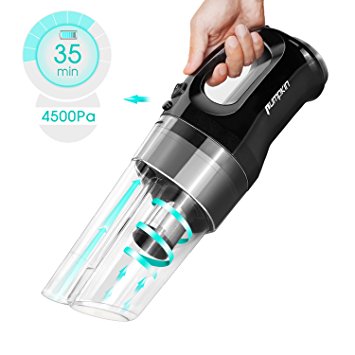 Handheld Cordless Vacuum – 4500Pa Strong Cyclonic Suction, 35 min Lasts with 4000mA Lithium Battery, Stainless Steel Filter, Lower Noise, for Dry Wet Car & Household Use