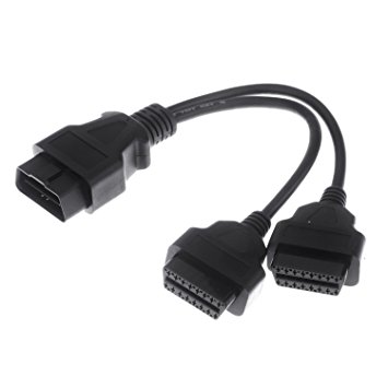 VIMVIP 16 pin OBD2 OBDII Splitter Extension Cable Male to Dual Female Y Cable (OBD Splitter Cable)