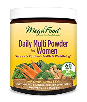 MegaFood, Daily Multi Powder for Women, All-in-One Whole Food Multivitamin and Dietary Supplement with Iron and Vitamin D, Vegetarian, Gluten Free, Non-GMO, 60 Servings (4.38 oz)