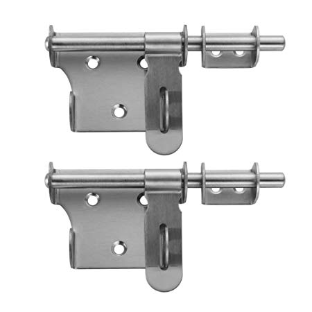 JQK Sliding Gate Latch 6 Inch, Thickening Stainless Steel Barrel Bolt with Padlock Hole, Interior Door Latches Brushed Finish, 2 Pack