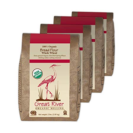 Great River Organic Milling, Bread Flour, Whole Wheat, Organic, 2-Pounds (Pack of 4)