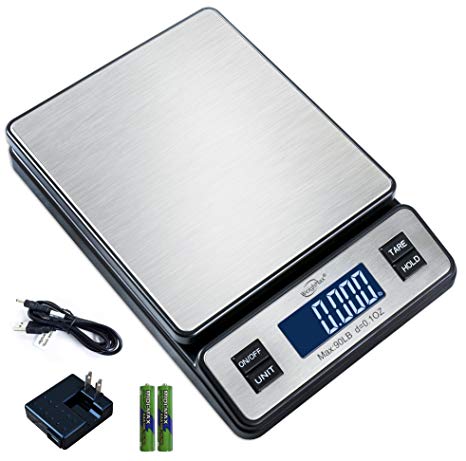 Weighmax W-2809 90 LB X 0.1 OZ Durable Stainless Steel Digital Postal Scale, Shipping Scale with AC Adapter