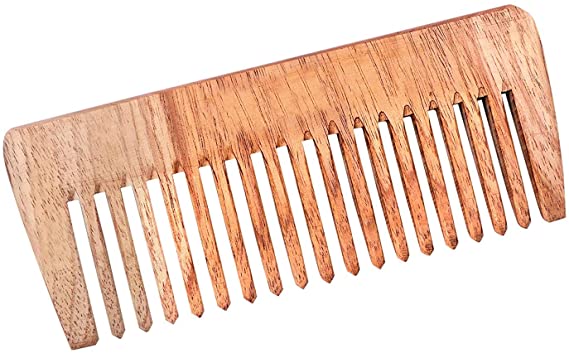 eSplanade Wooden Comb for Men & Women - Natural Neem Wood Handmade Anti-Static Head Hair, Beard, Moustache Comb with Free Carrying Pouch … (Shisham Wood Comb)