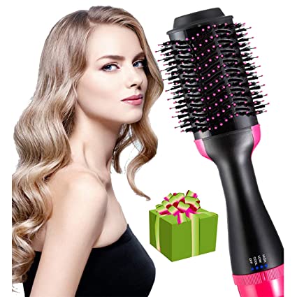 One step hair dryer and styler 4-in-1 multifunctional Hot air brush can replace straightener-curling-comb-dryer, also used as a massage comb, Feature Anti-scald Reduce Frizz and Static Styling