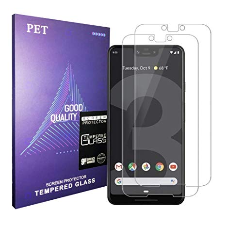 Pixel 3 XL Screen Protector, [2pack][Case Friendly] Tempered Glass, 9H Hardness, Bubble Free, Compatible with Google Pixel 3 XL Transparent