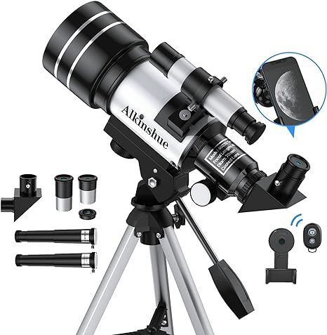 Telescope for Kids & Adults, 70mm Aperture Refractor Telescopes for Astronomy Beginners, Portable Travel Telescope with Phone Adapter & Wireless Remote, Astronomy Gifts for Kids…