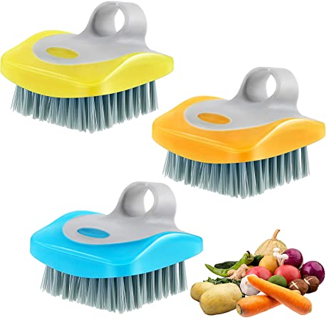 3 Pieces Fruit Vegetable Brush Carrot Washing Brush Vegetable Scrubbers Flexible Bristles Kitchen Brush for Fruits, Potatoes, Carrots Kitchen Gadgets Set in Random Color