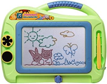 ikidsislands IKS86G [Travel Size] Color Magnetic Drawing Board for Kids, Doodle Board for Toddlers, Sketch Pad Toy for Little Boys (Green)