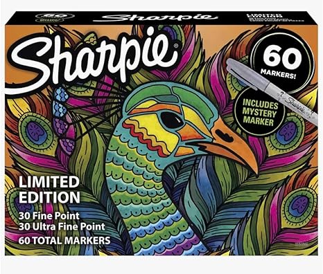 Sharpie Permanent Markers Limited Edition Set, Contains Fine Point Markers, 60 Count