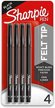 Sharpie 1742661 Pen Fine Point Pen, 4 Black Pens