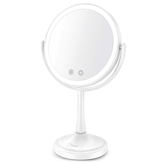 BESTOPE Makeup Mirror 1X 7X Magnification Double Sided Magnifying Mirror 3 Color Light Mode,Lighted Mirror with 60 LED Lights Dimmable Touch Screen, Portable Tabletop Mirror