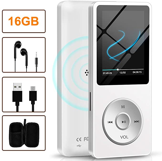 Portable MP3 Player Wodgreat 16 GB Hi-Fi Lossless Sound MP3 Music Player, Expand to 128GB, Built-in Speaker, EBook, Voice Recorder, Radio, Photos (Earphone, Case)
