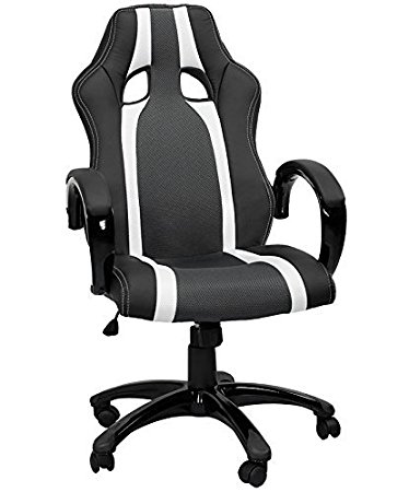 eMarkooz (TM) Swivel desk chair executive office chair racing gaming chair padded Computer PC chairs adjustable height armchair (white)