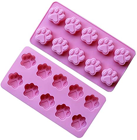 2 Pack Value Silicone Molds Mini Pet Paw Print Animal Paw Print for Homemade Dog Treats, Baking Chocolate Candy, Oven Microwave Freezer Safe (Mini Paw (2 Pack))