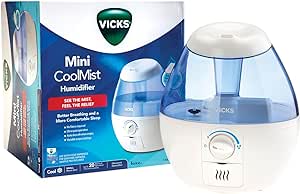 Vicks Mini Cool Mist Humidifier - Air Humidifier for Kids Room, Baby Nursery & Medium Rooms - Moisture Humidifier with 1.9L Tank - Promotes Better Breathing & Comfortable Sleep - No Filters Required