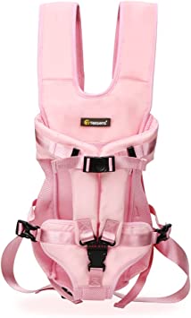 Texsens Dog Front Pack Carrier - Adjustable Hands-Free Pet Carrier Backpack, Legs Out, Easy-Fit Dog Travel Bag for Traveling Hiking Camping Cycling for Small Medium Dogs Cats Puppies(X-Large, Pink)