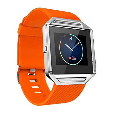 For Fitbit Blaze, Lucoo® Soft Silicone Replacement Watch band Wrist strap For Fitbit Blaze Smart Watch (Orange)