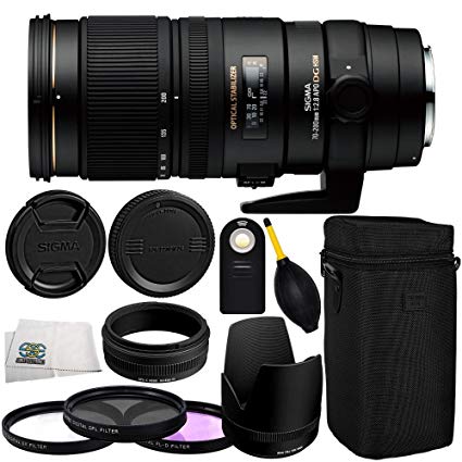 Sigma 70-200mm f/2.8 APO EX DG HSM OS FLD Large Aperture Telephoto Zoom Lens for Canon Digital DSLR Camera 11PC Accessory Kit. Includes Manufacturer Accessories   3PC Filter Kit (UV-CPL-FLD)   More