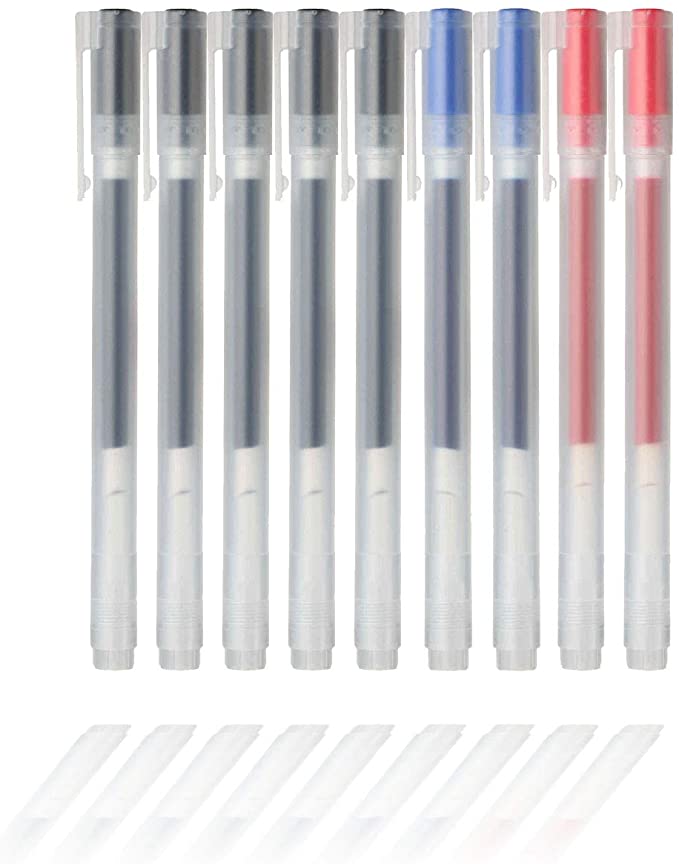 Muji Gel Ink Ballpoint Pens 0.5mm 3-color set Black-5 Pcs Blue-2 Pcs Red-2 Pcs