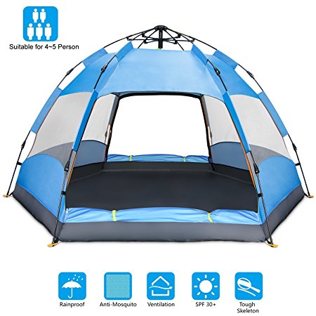 Ylovetoys Camping Tent, Double Layer Family Camping Tent, Instant Pop Up Double-Uses Waterproof Beach Tent 4 Season Sun Shelter Backpacking Tent for Camping Hiking Picnic Beach Fishing