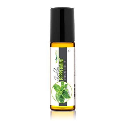 Aroma2Go Peppermint 10ml All-Natural Plant Based Essential Oil Rollerball | Steam Distilled | Therapeutic Grade | Aromatherapy Roll On
