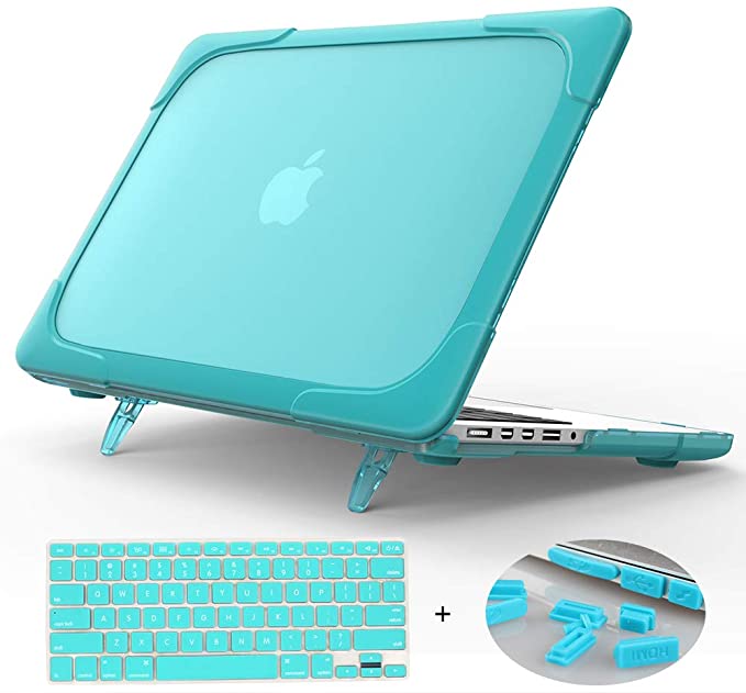 Mektron[Heavy Duty][Snap on][Dual Layer] Rubberized Hard Case Cover for MacBook Pro 15 inch with Retina Display Model A1398 (NO CD-ROM Drive,NO Touch bar) (Sky Blue)